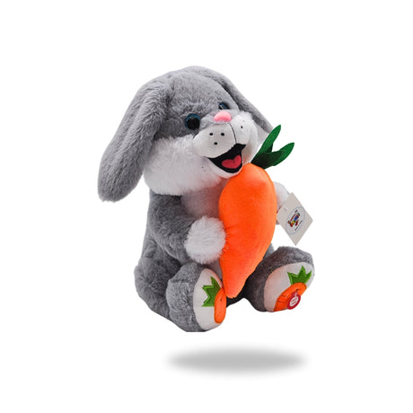 Left side view of the Gray Interactive Dancing Easter Bunny Stuffed Toy