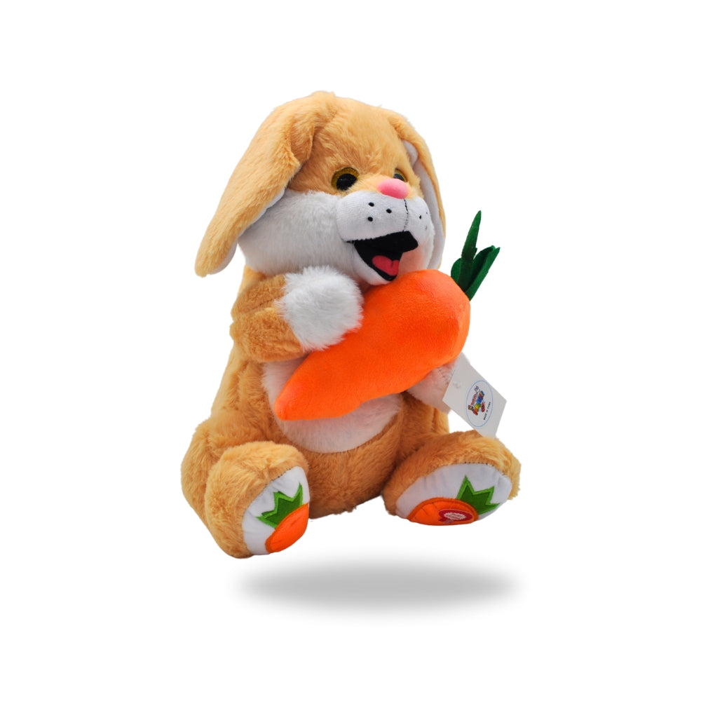 Right side view of the Orange Interactive Dancing Easter Bunny Stuffed Toy