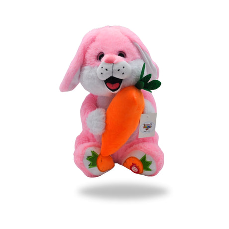 Front view of the Pink Interactive Dancing Easter Bunny Stuffed Toy