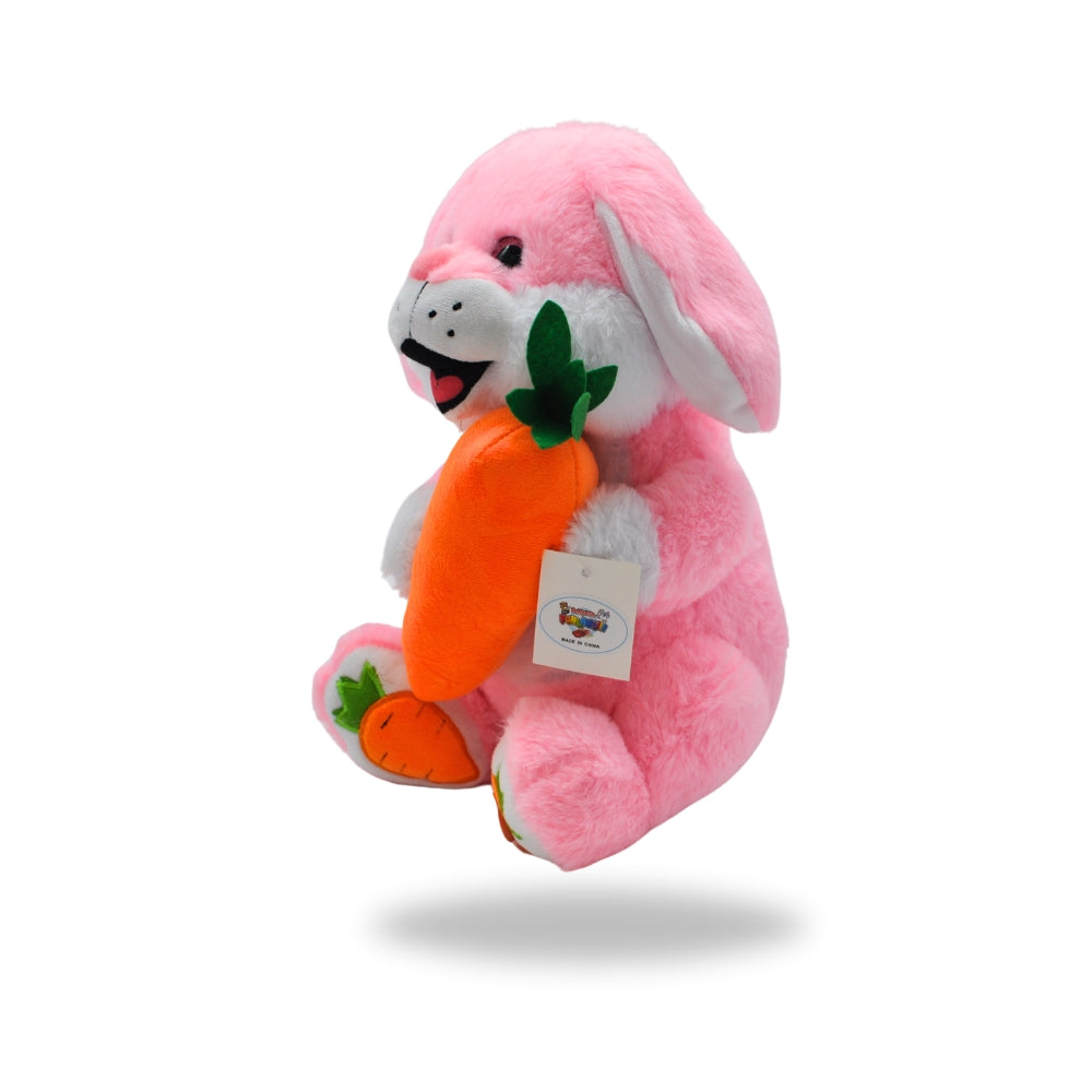 Left side view of the Pink Interactive Dancing Easter Bunny Stuffed Toy