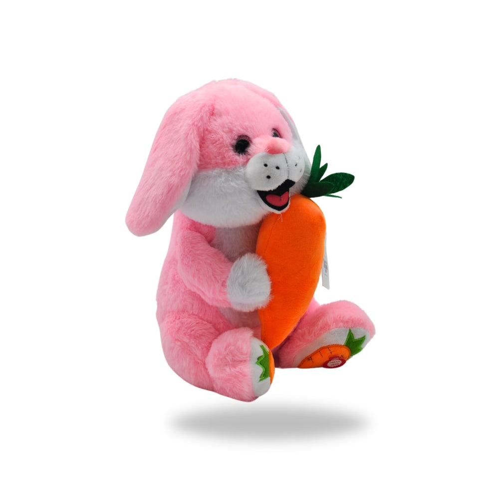 Right side view of the Pink Interactive Dancing Easter Bunny Stuffed Toy