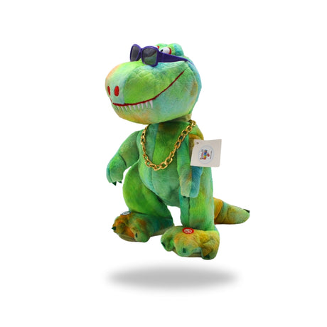 Left side view of the Cool Dancing Dinosaur Green