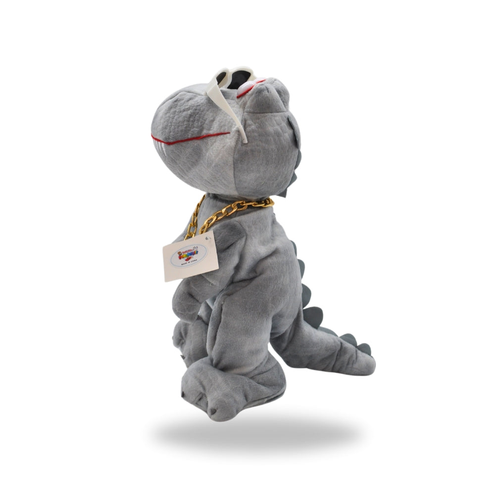 Left side view of the Cool Dancing Dinosaur Gray