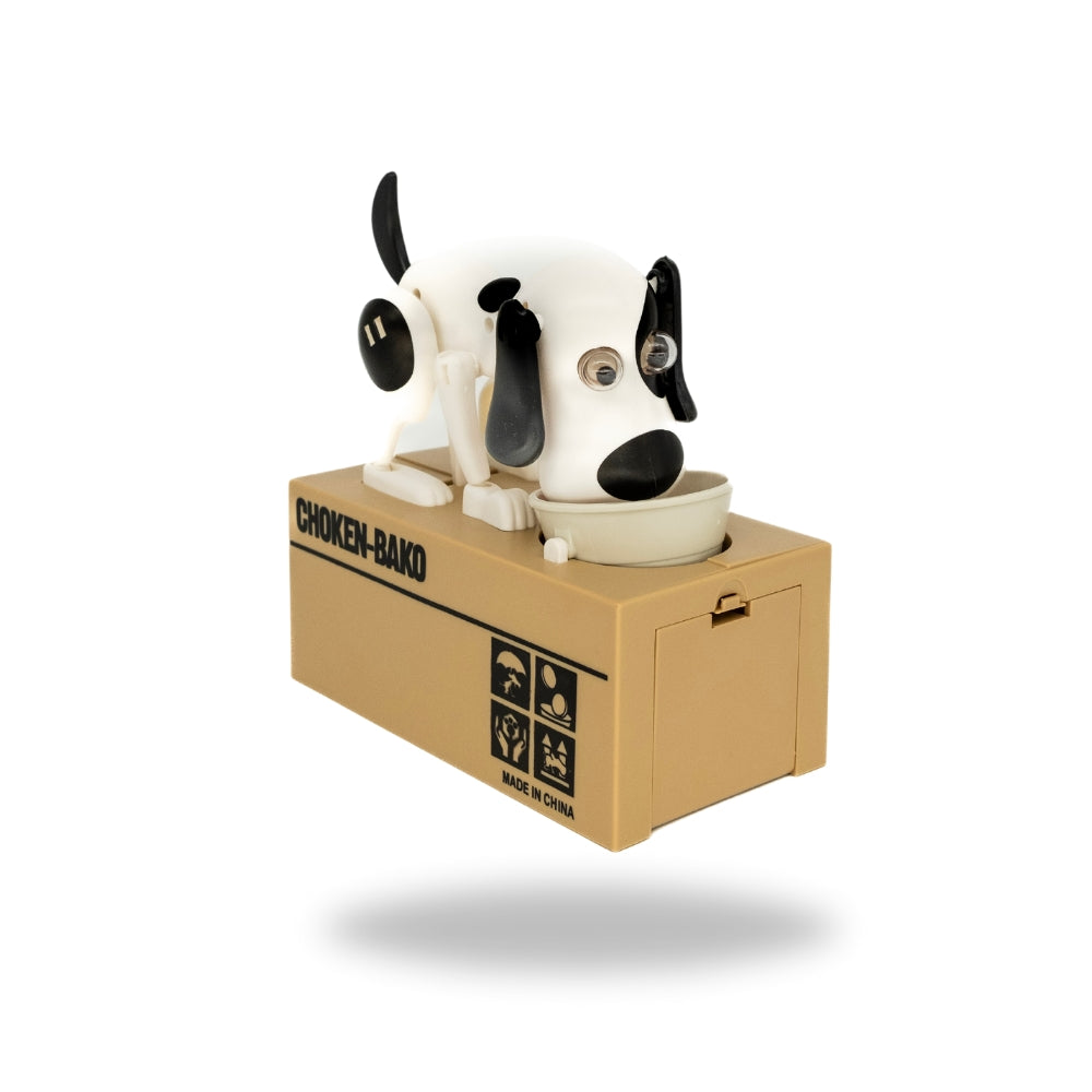 Side view of White Dog Money Box for kids at Teddy & CoFunland