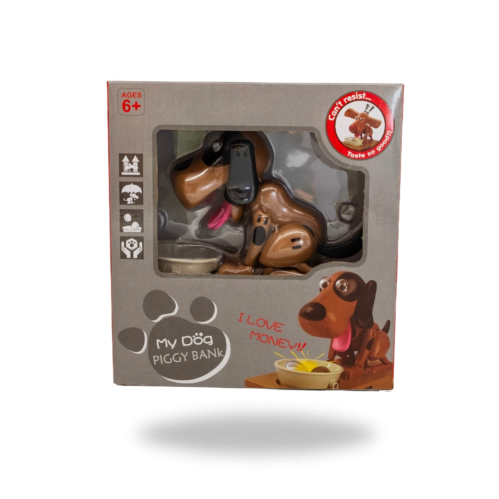 Brown Dog Money Box in packaging at Teddy & CoFunland