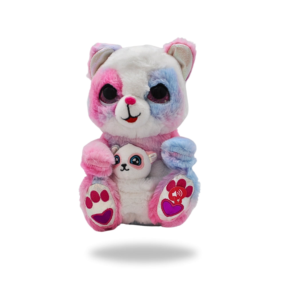 Front view of the Rainbow Dancing Teddy Bear with Baby Bear