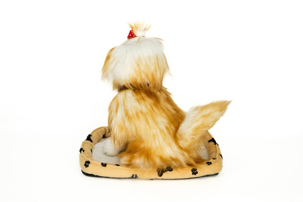 Back view of Sweet Petzzz White Yorkie toy dog.