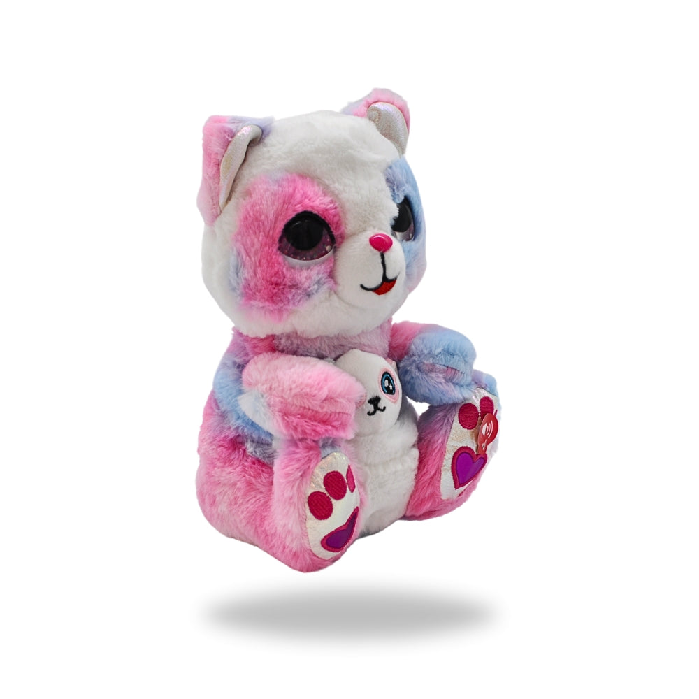 Right side view of the Rainbow Dancing Teddy Bear with Baby Bear