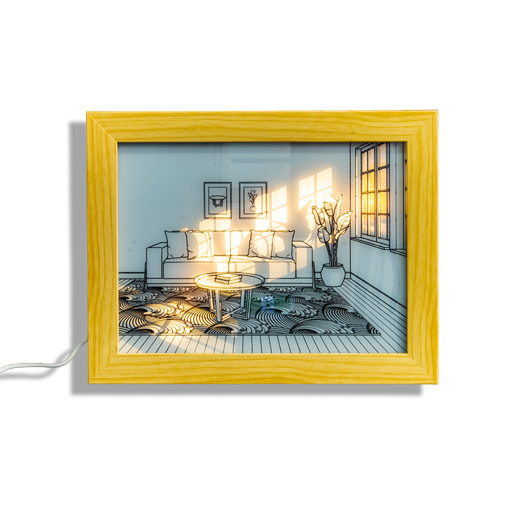 Beautiful Light Up Picture Frame featuring a Pot Plant Next to Couch, available at Teddy and CoFunland.