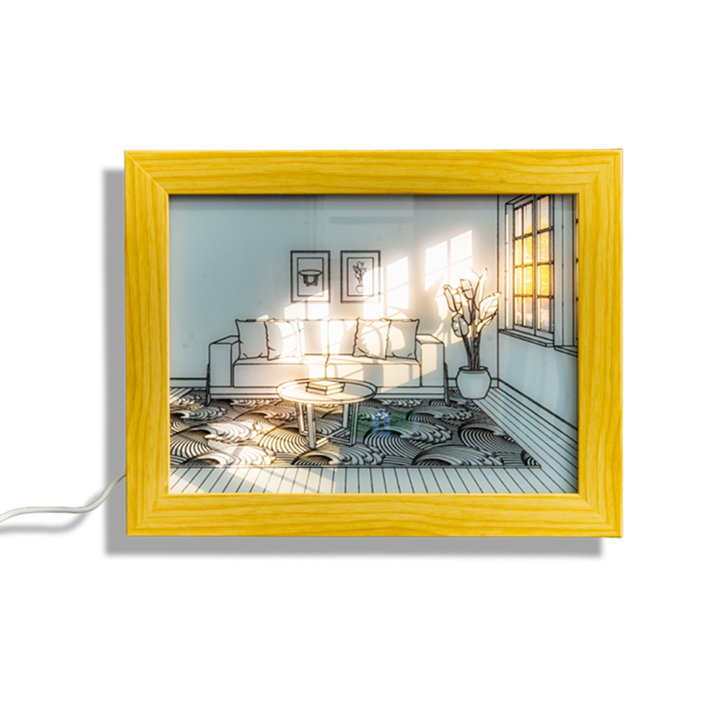 Beautiful Light Up Picture Frame featuring a Pot Plant Next to Couch, available at Teddy and CoFunland.