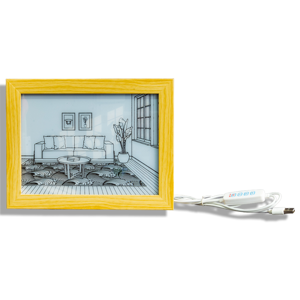 Beautiful Light Up Picture Frame featuring a Pot Plant Next to Couch, available at Teddy and CoFunland.