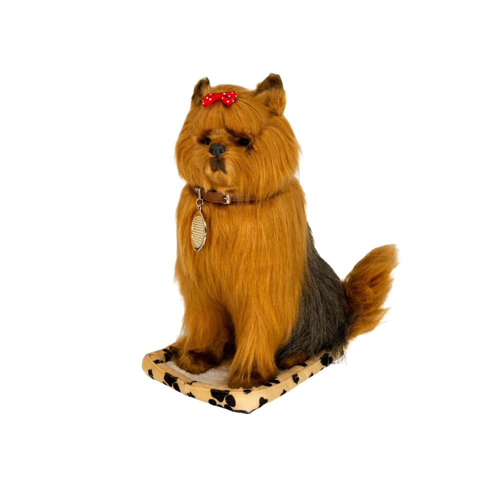 Left side of Sweet Petzzz Giant Black Yorkie toy dog.