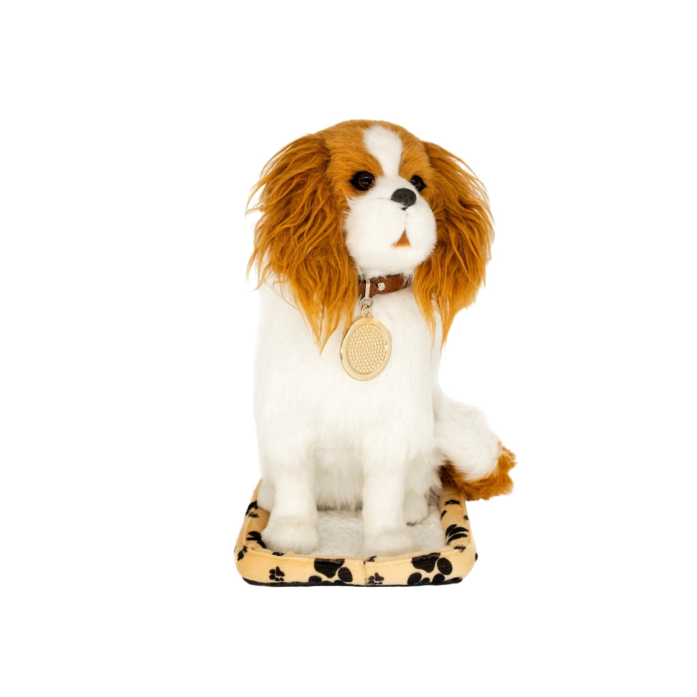 Front view of Sweet Petzzz Giant Brown Cavalier realistic toy dog