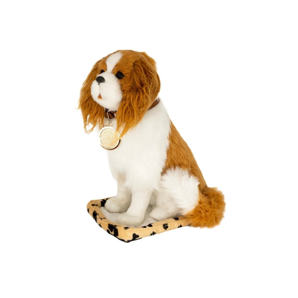 Left side of Sweet Petzzz Giant Brown Cavalier toy dog.