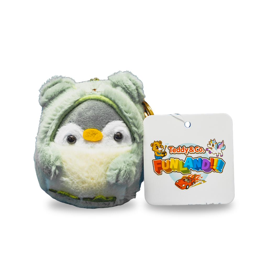 Penguin keyring green - adorable animal character keychain for fans