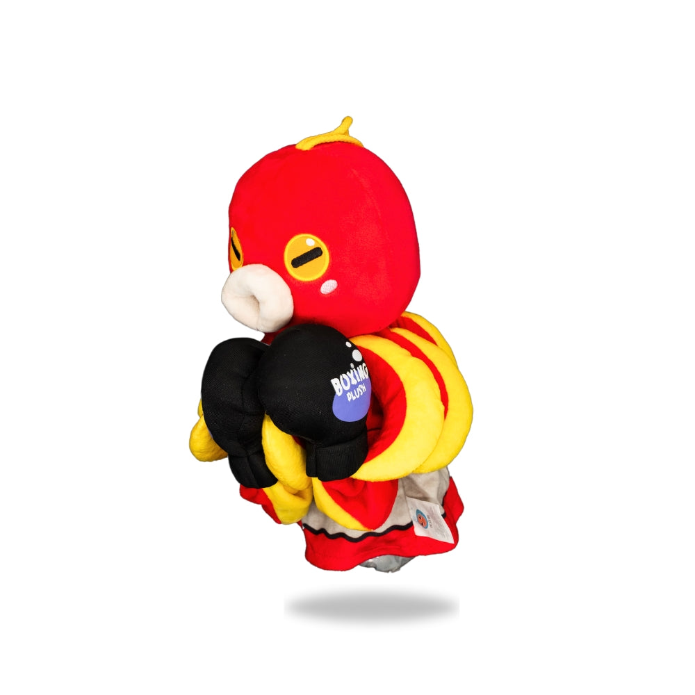Side view of Plush Octopus Boxing Toy, highlighting its side profile and boxing gloves detail.