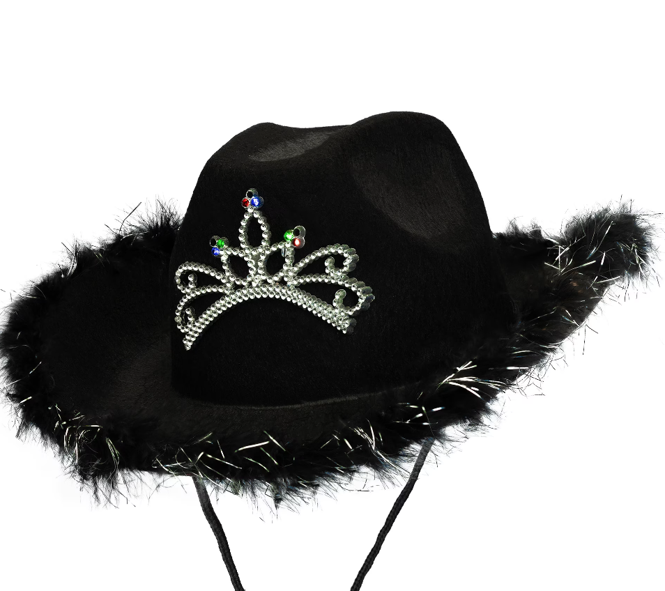 Cowgirl Hat - Fluffy - Black