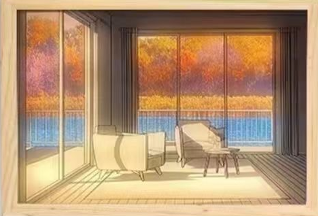 Picture frame Autumn trees view