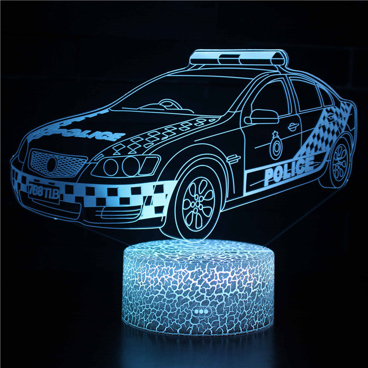 illuminated 3D Lamp - Police Car in dark setting