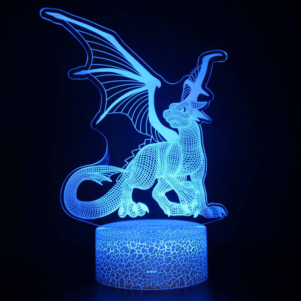Illuminated DRAGON 3D Lamp in Dark Setting