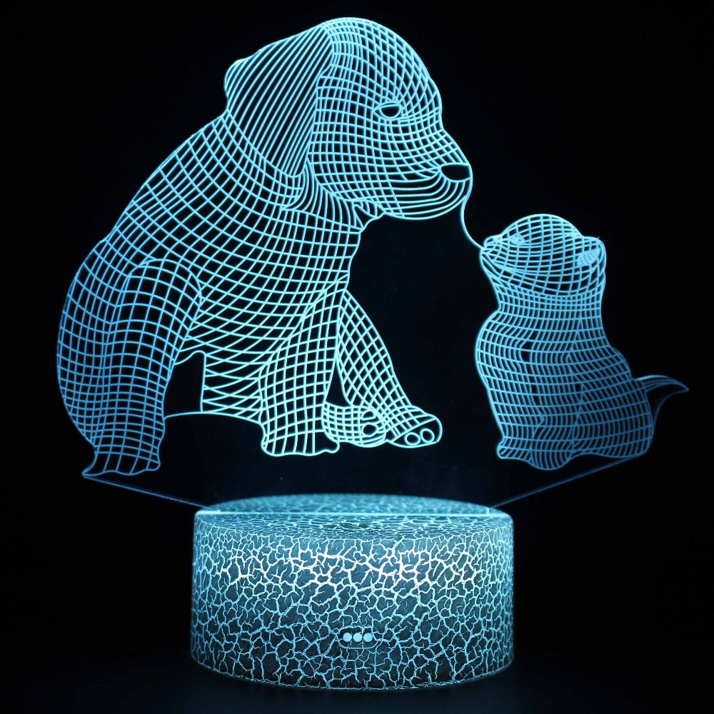 Dog And Puppy 3D Lamp Acrylic
