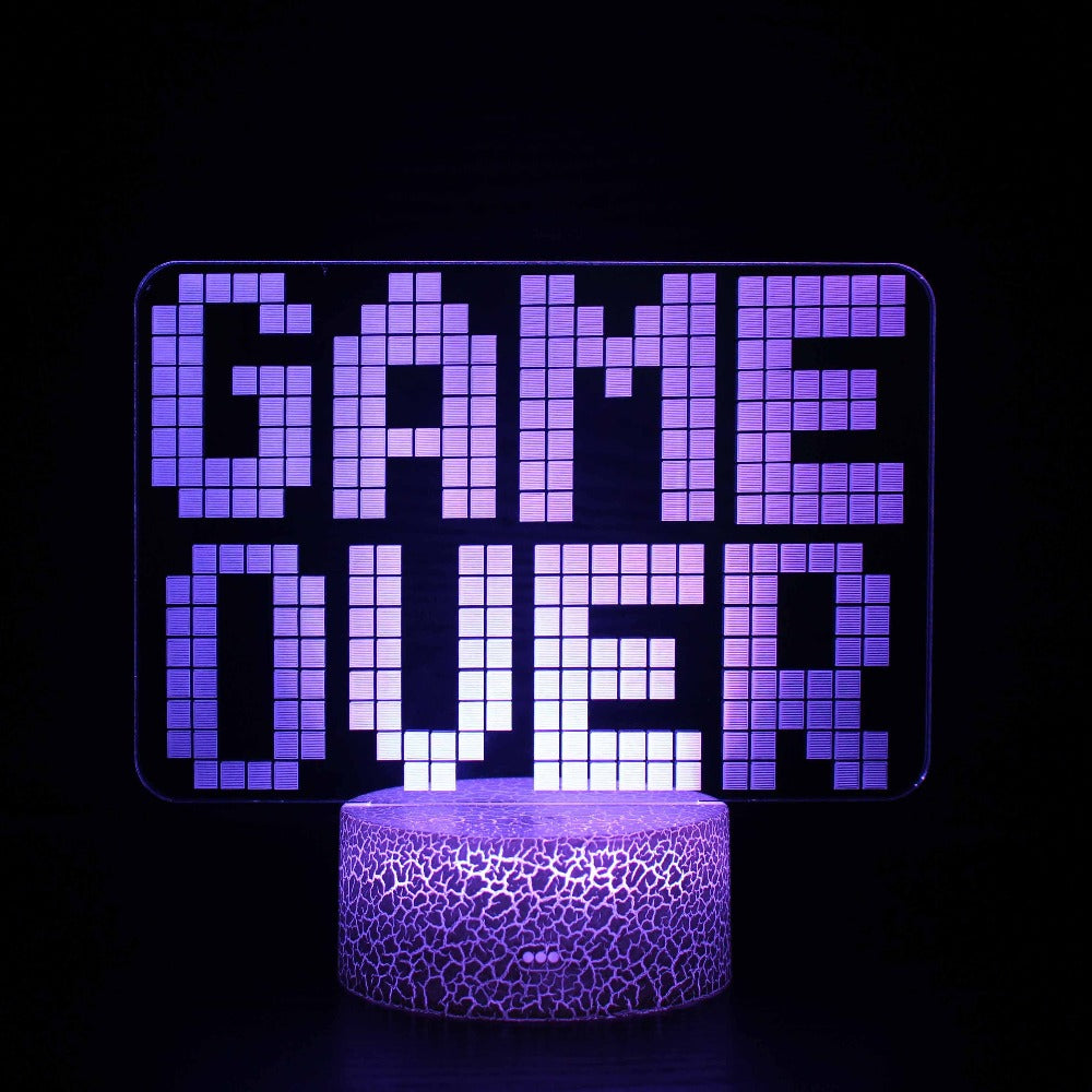 Iluminated Game Over 3D Lamp in Dark Setting