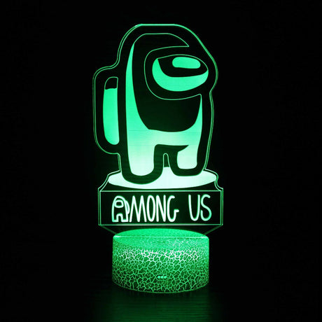 Iluminated Among Us Crewmate (with Logo) 3D Lamp in Dark Setting