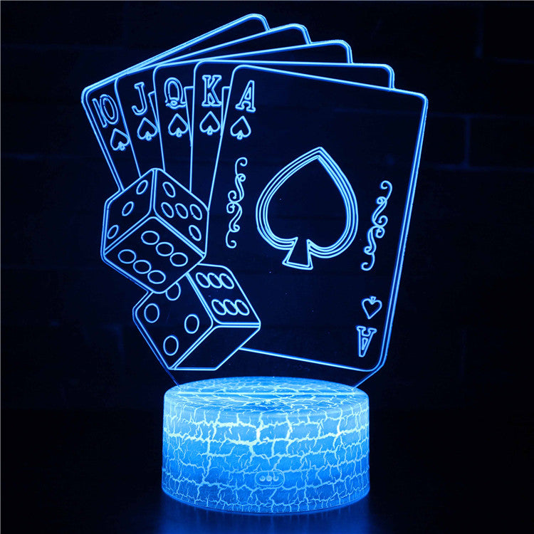 illuminated poker 3d lamp in dark setting