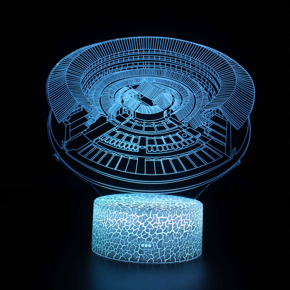 Chinese Circular Walled Village 3D Lamp Acrylic