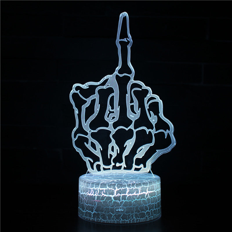 Illuminated Skeleton Finger 3D Lamp in Dark Setting