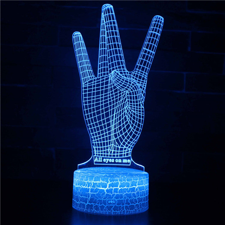 Illuminated Tupac West Side Hand Gesture 3D Lamp in Dark Setting