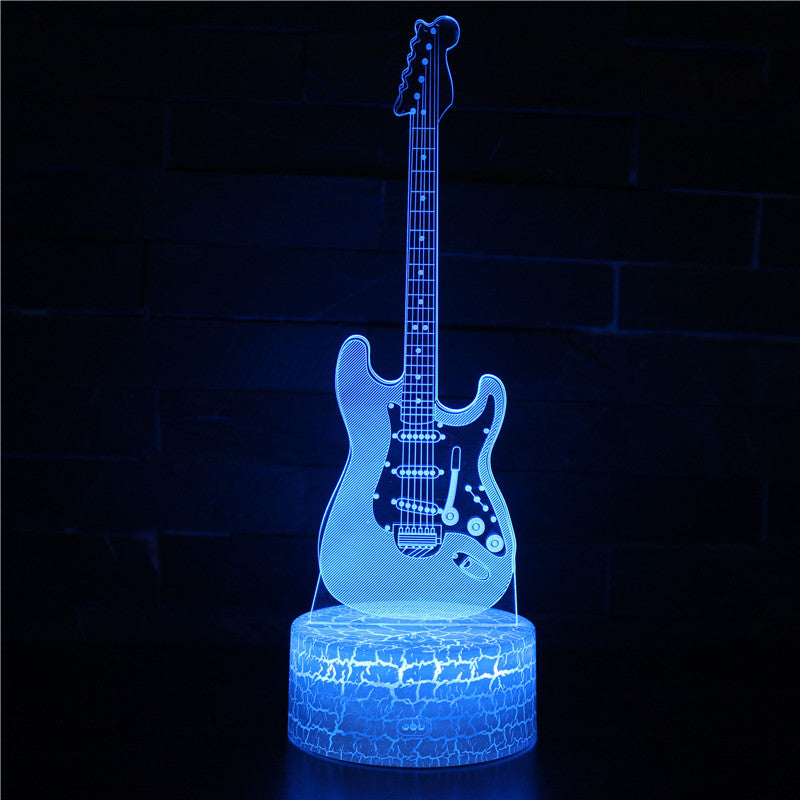 Illuminated Electric Guitar 3D Lamp in Dark Setting