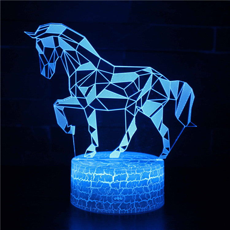Illuminated Horse Mosaic 3d lamp in dark setting