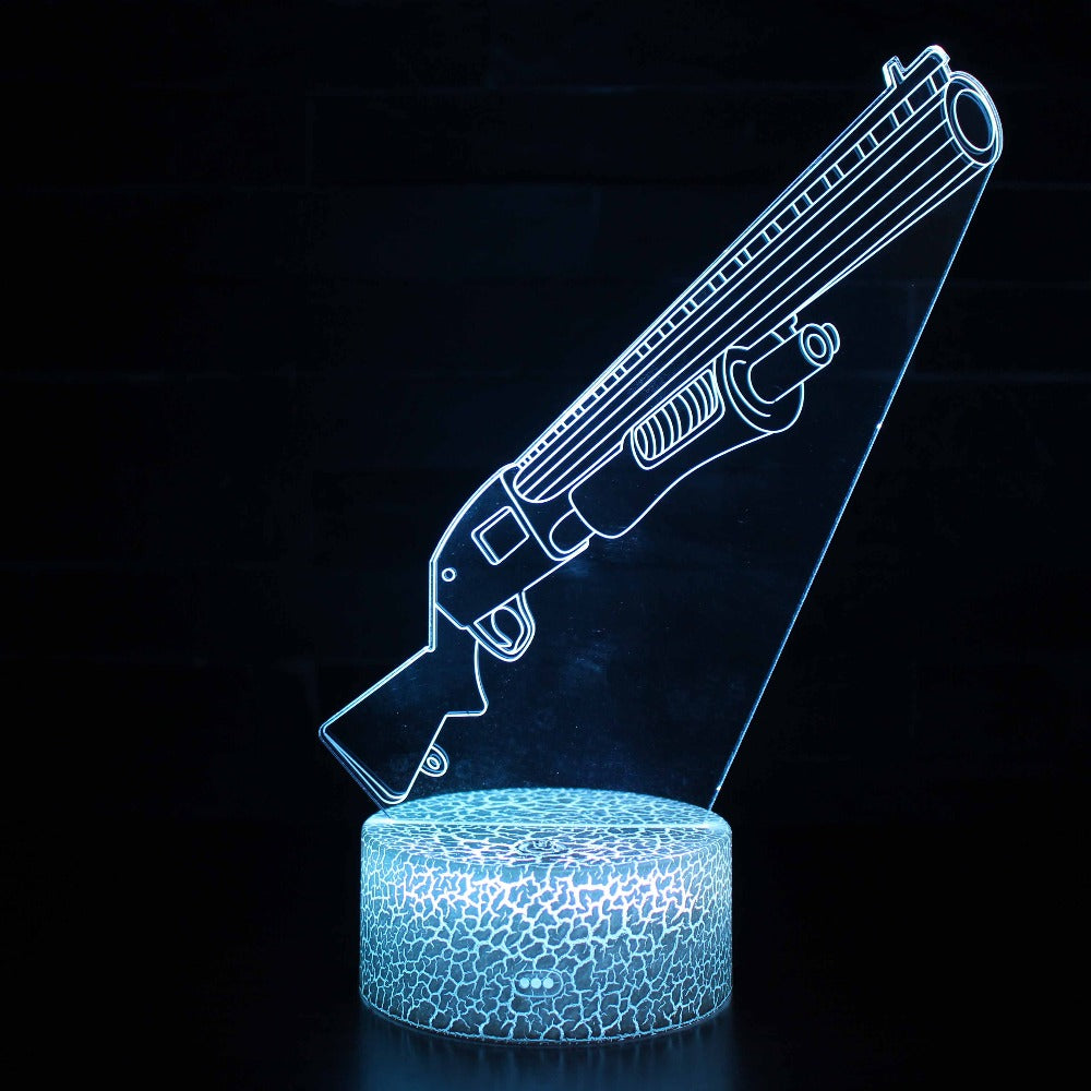 Illuminated Shotgun 3D Lamp in Dark Setting