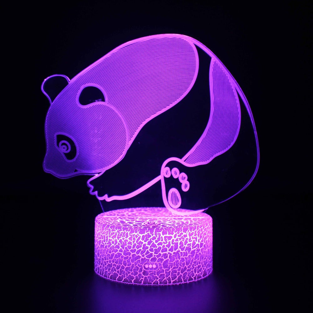 Illuminated Panda 3d lamp in dark setting