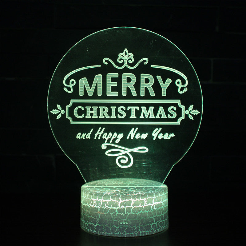 Illuminated Merry Christmas And Happy New Year 3D Lamp in Dark Setting