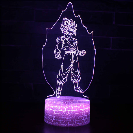 Illuminated Dragon Ball Z Goku SSJ2 Power Flame 3D Lamp in Dark Setting