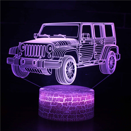 illuminated 3D Lamp - Jeep in dark setting