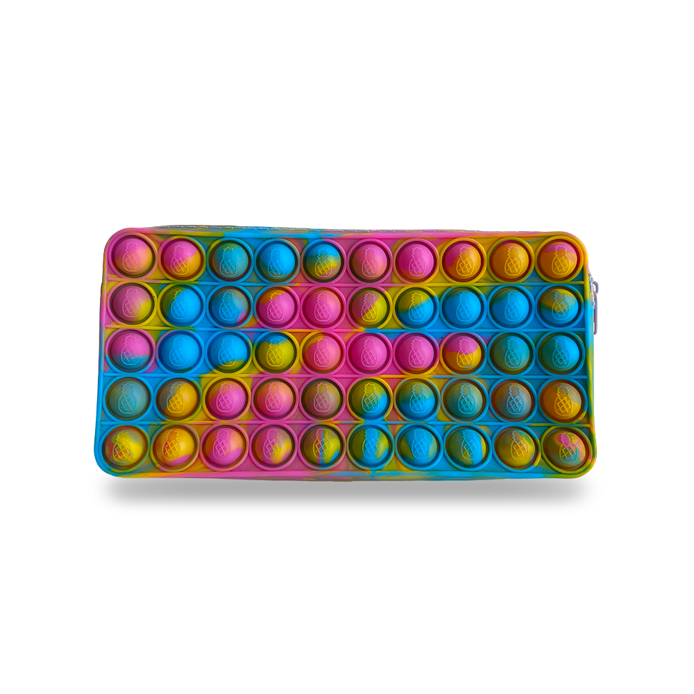 Fun Pop It Pencil Case Fidget Game for Stress Relief pink and blue