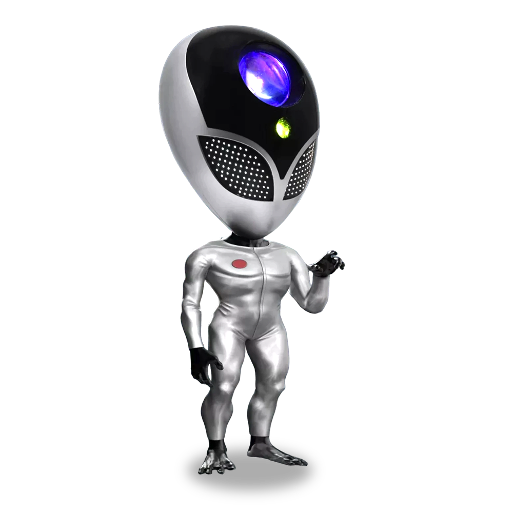 front view of illuminated alien galaxy projector