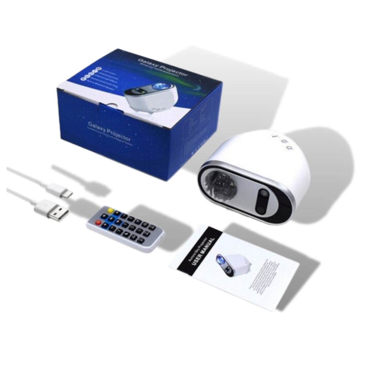 galaxy projector new edition with box, cables, control and user guide