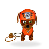 Front view of Walking Paw Patrol Zuma toy, highlighting his lifeguard vest and animated expression.
