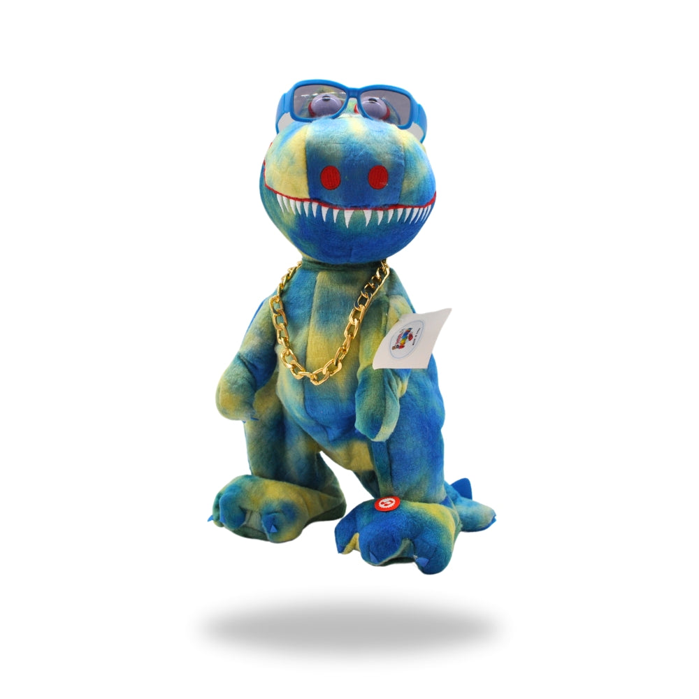 Front view of the Cool Dancing Dinosaur Blue