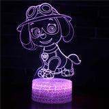 Skye 3D lamp from the Paw Patrol Hero Squad bundle, casting a soft light in a child's room.