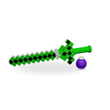 Bubble Gun Sword Green lying on its side, showcasing its sturdy and durable plastic build.