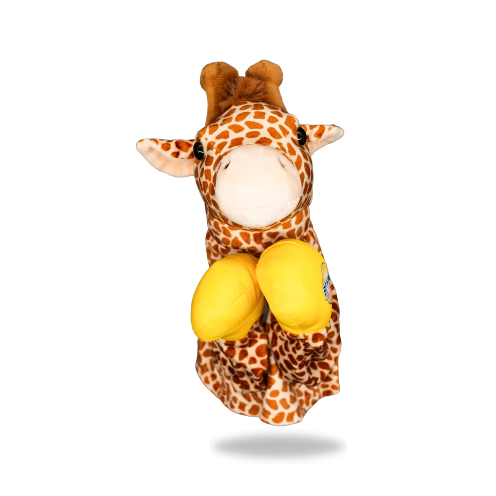 Front view of Plush Giraffe Boxing Toy.