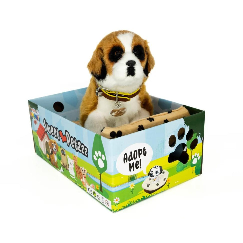 Sweet Petzzz Brown Fluffy Dog toy dog inside the box.