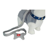 Back view of the Walking Husky Dog toy, displaying its bushy tail and hind legs.