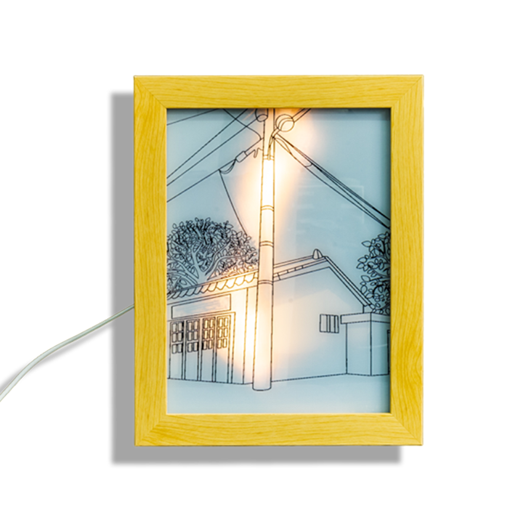 Light up picture frame - Outdoor house night time