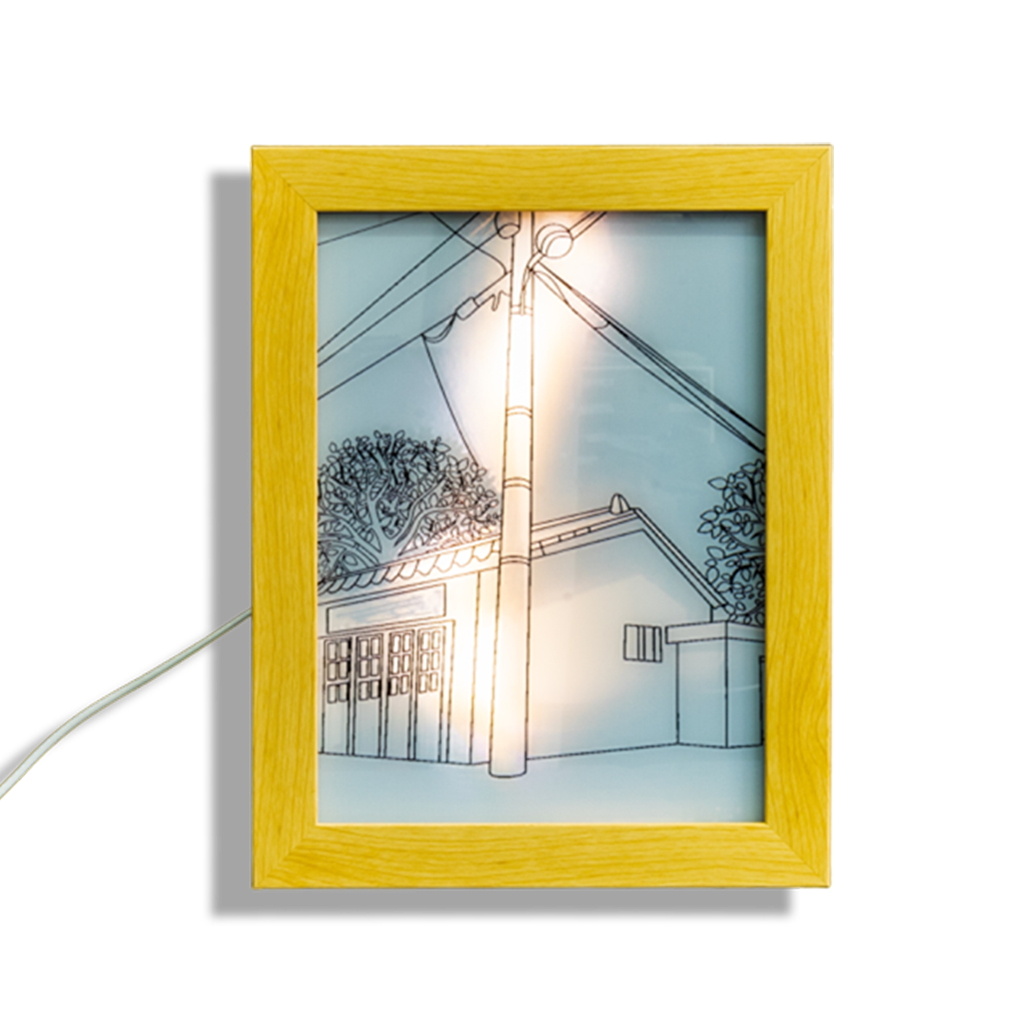 Light up picture frame - Outdoor house night time